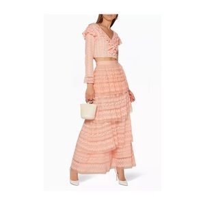 Love Shack Fancy Light-Pink Tiered Lace Harriet Maxi Skirt Sz 6